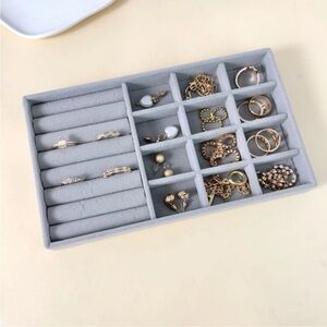 Minimalist Velvet Jewelry Display Tray Multi Grid Organizer Box Rings & Earrings